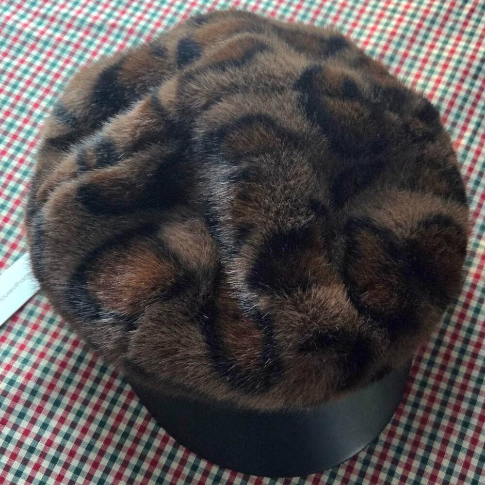 House of Harlow 1960 Women’s Faux Fur Leopard Print Hat